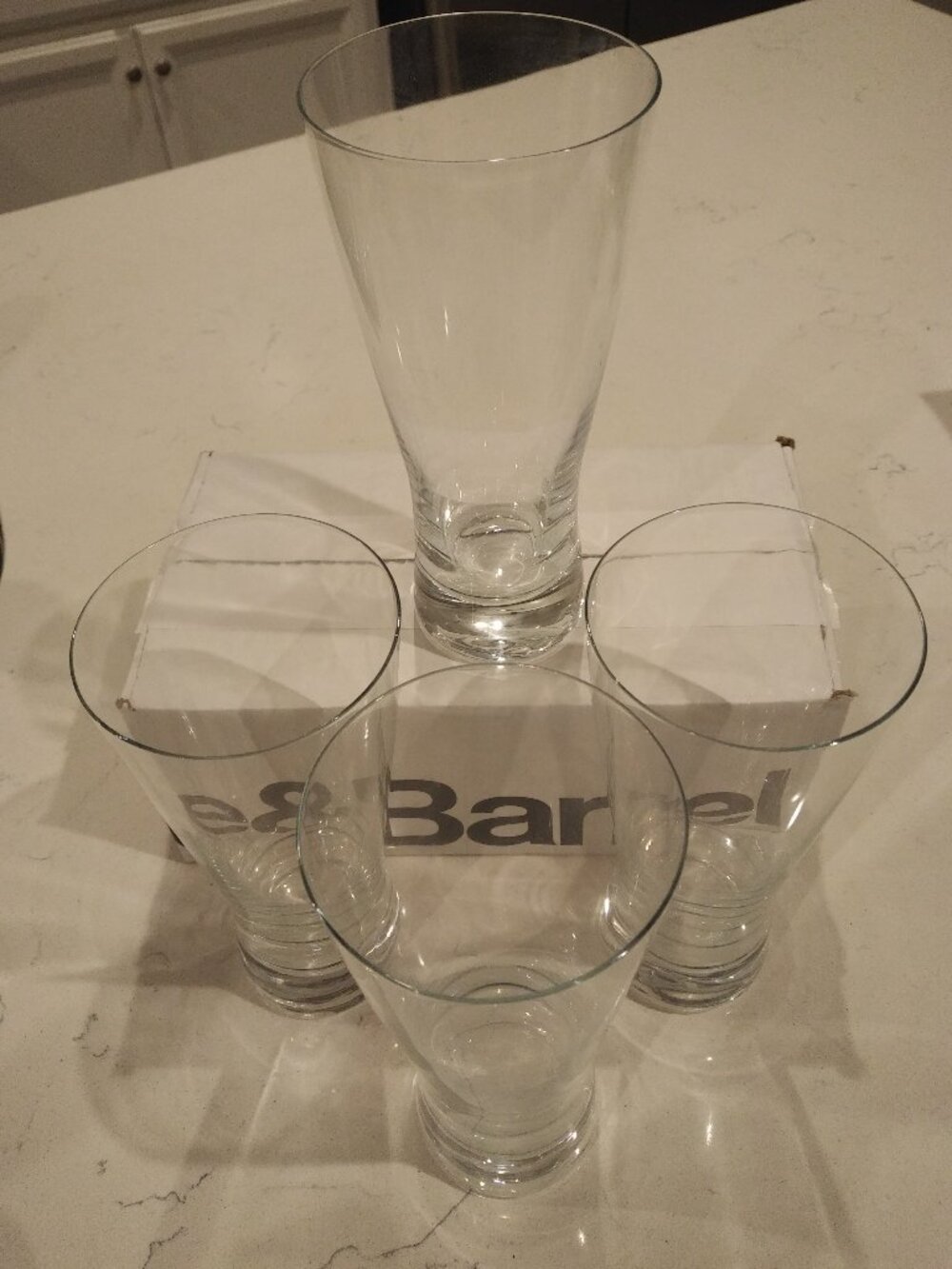 Crate & Barrel Pilsner Beer Glasses - Never Used - Set of Four